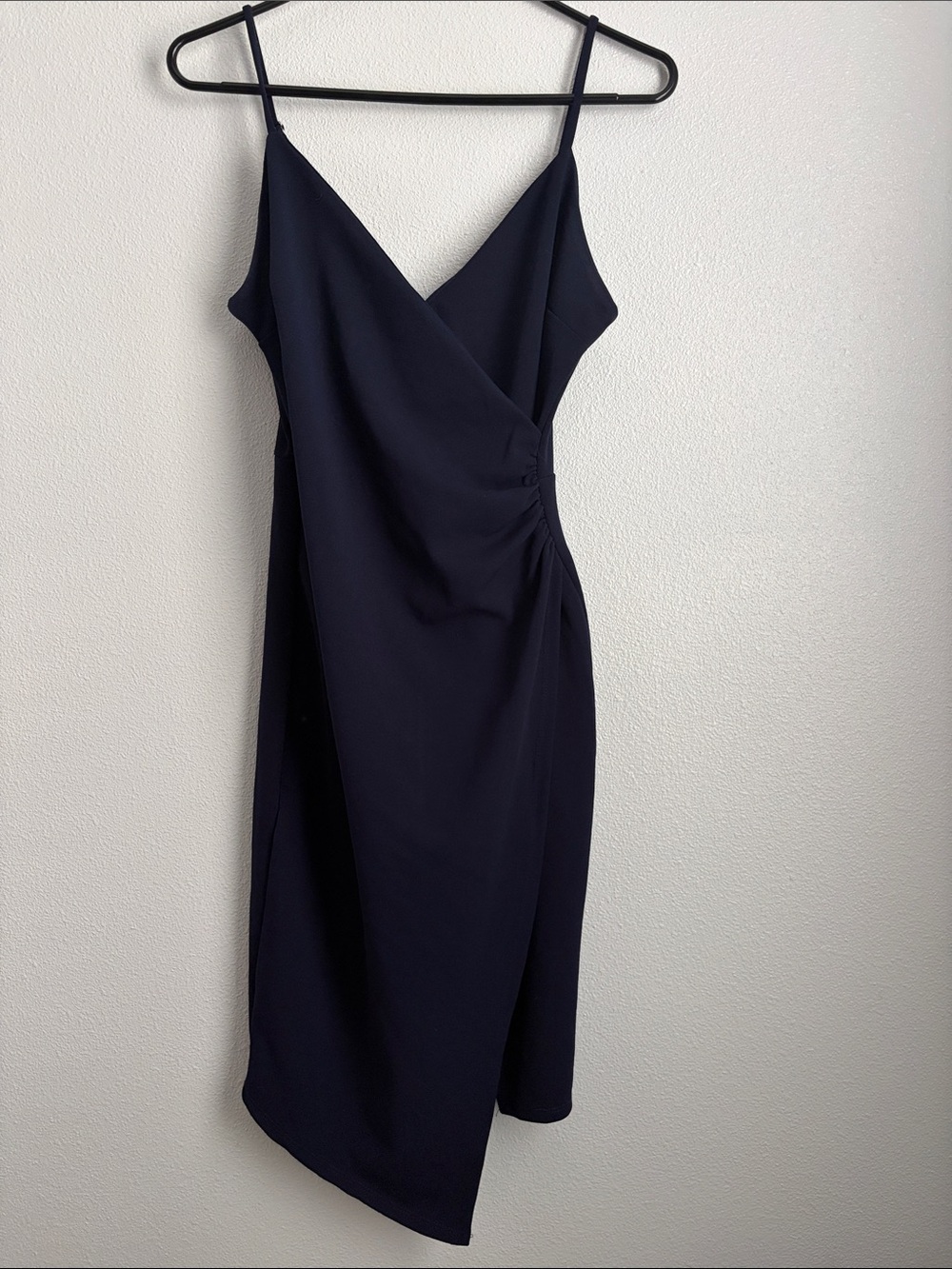 Navy V-Neck Wrap Midi Dress - Women's